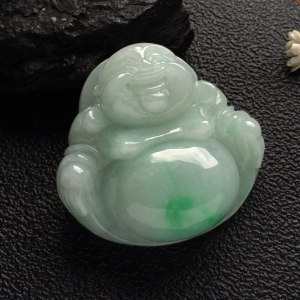 （超值推荐）糯冰种飘翠玉佛挂件