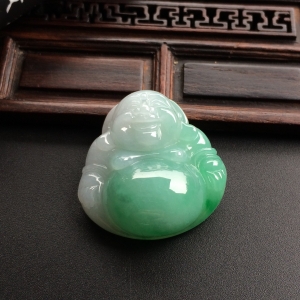 （超值推荐）糯冰种飘翠玉佛挂件