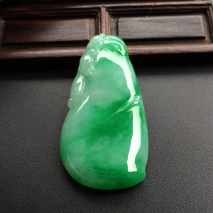 （超值推荐）糯冰种飘翠福瓜挂件