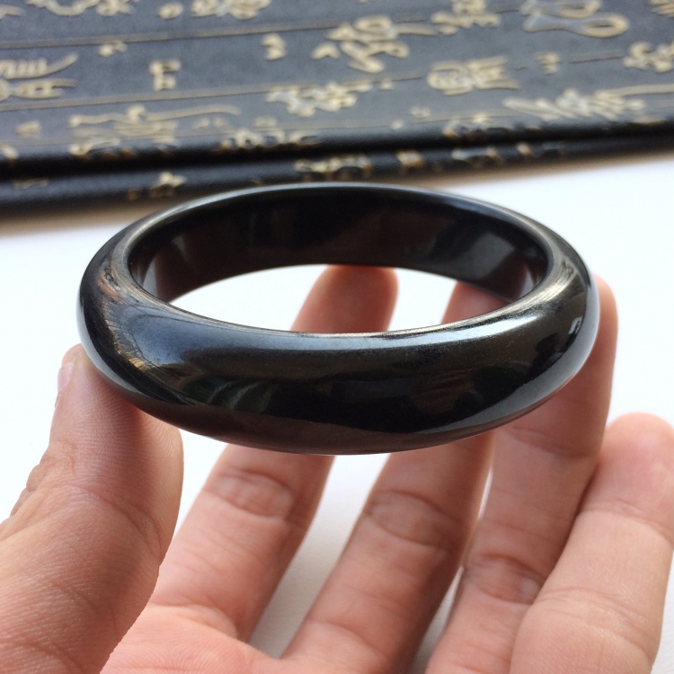 (超值推荐)细糯种墨翠手镯(53.1mm)