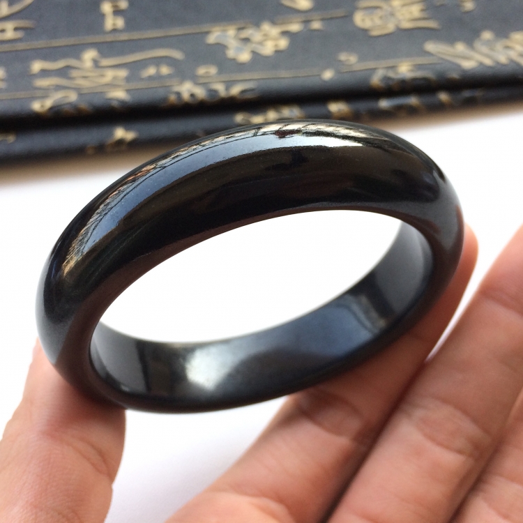 (超值推荐)细糯种墨翠手镯(53.1mm)