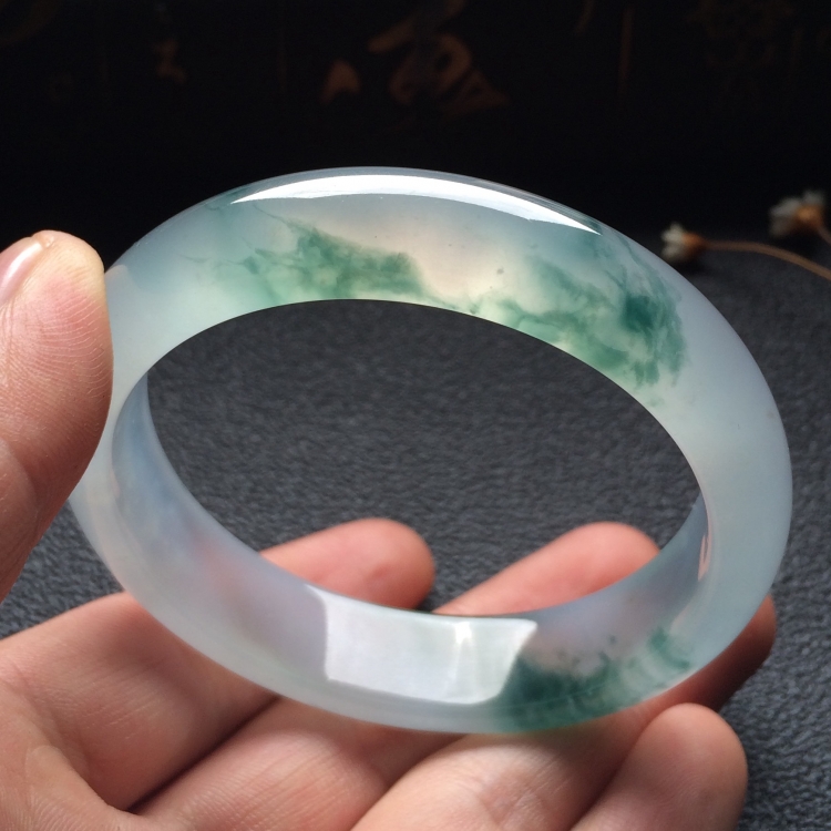 （超值推荐）冰种飘花手镯（54.5mm）