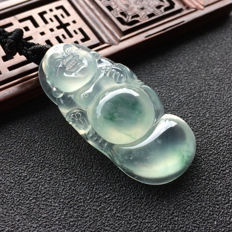 (超值推荐)冰种飘花布袋佛挂件