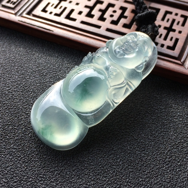 (超值推荐)冰种飘花布袋佛挂件
