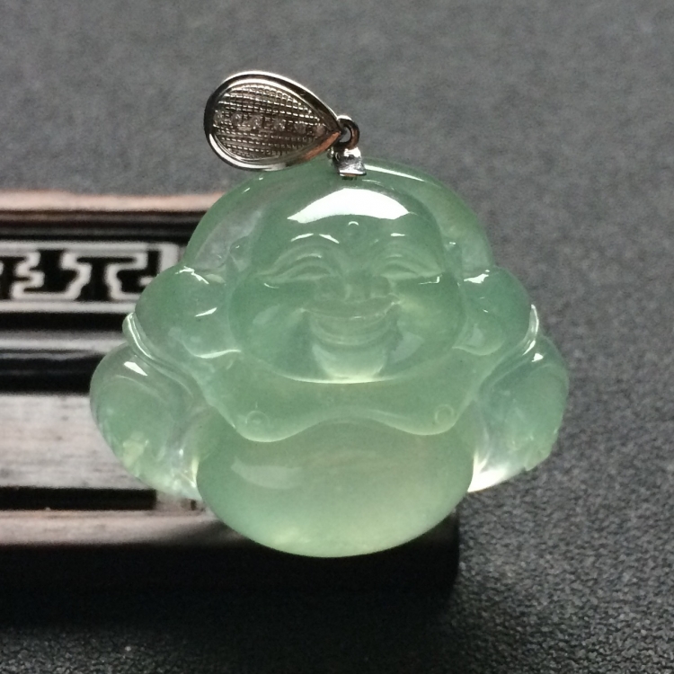 （超值推荐）冰种晴水玉佛挂件（金扣）
