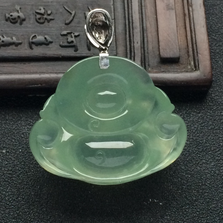 （超值推荐）冰种晴水玉佛挂件（金扣）