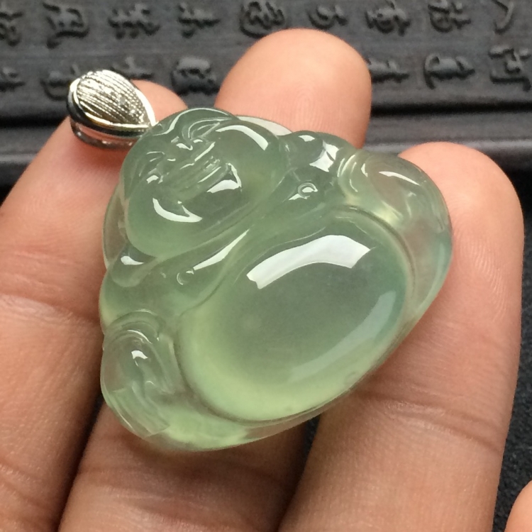 （超值推荐）冰种晴水玉佛挂件（金扣）