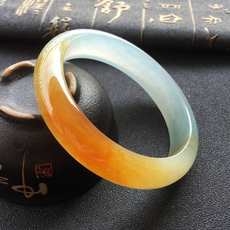 (超值推荐)冰种红黄翡手镯(57.8mm)