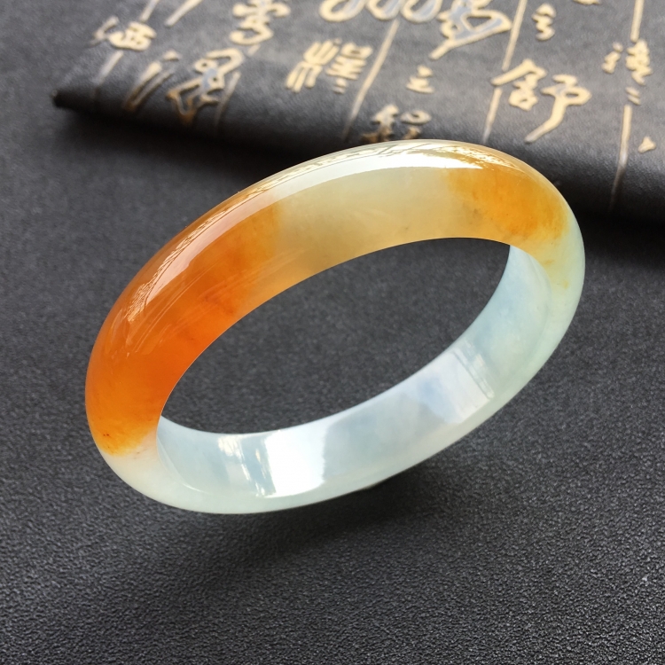 (超值推荐)冰种红黄翡手镯(57.5mm)