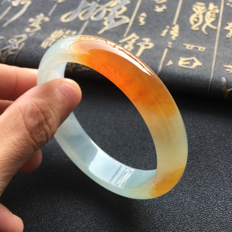 (超值推荐)冰种红黄翡手镯(57.5mm)
