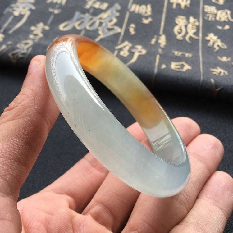 (超值推荐)冰种红黄翡手镯(57.5mm)