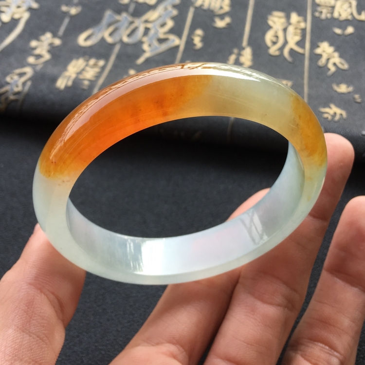(超值推荐)冰种红黄翡手镯(57.5mm)