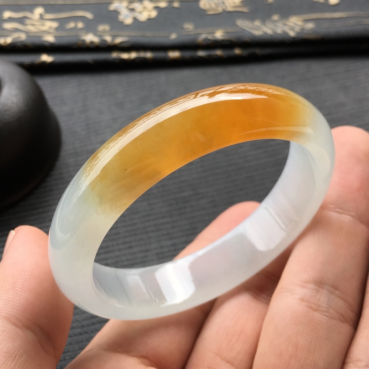 (超值推荐)冰种褐黄翡手镯(55.2mm)