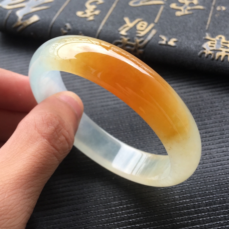(超值推荐)冰种褐黄翡手镯(56.3mm)