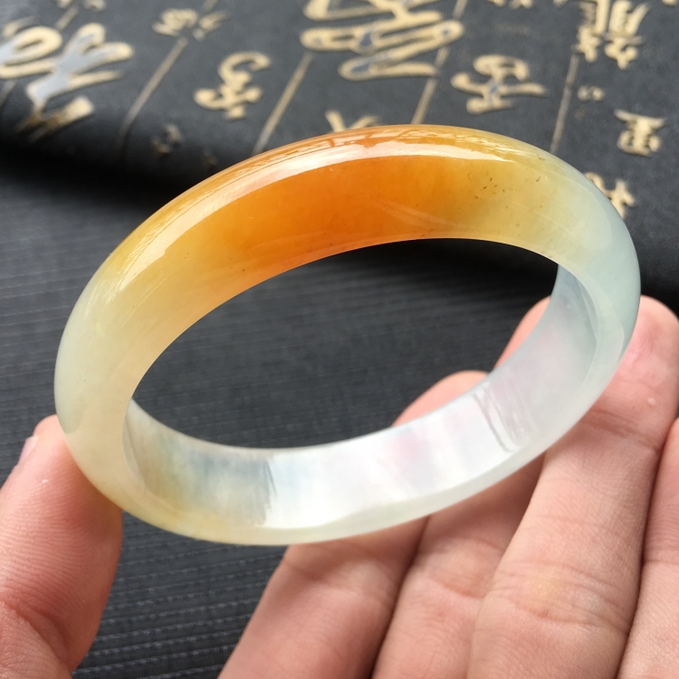 (超值推荐)冰种褐黄翡手镯(56.3mm)