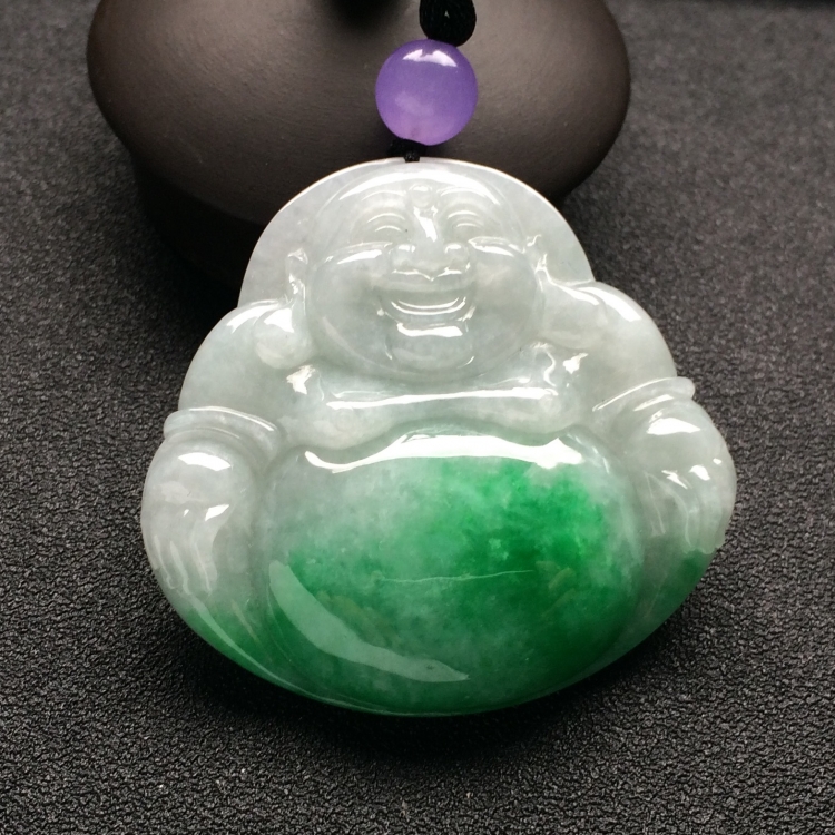 （超值推荐）糯冰种飘翠玉佛挂件
