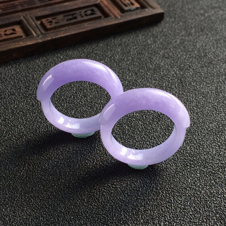 (超值推荐)糯冰种紫罗兰指环(一对)
