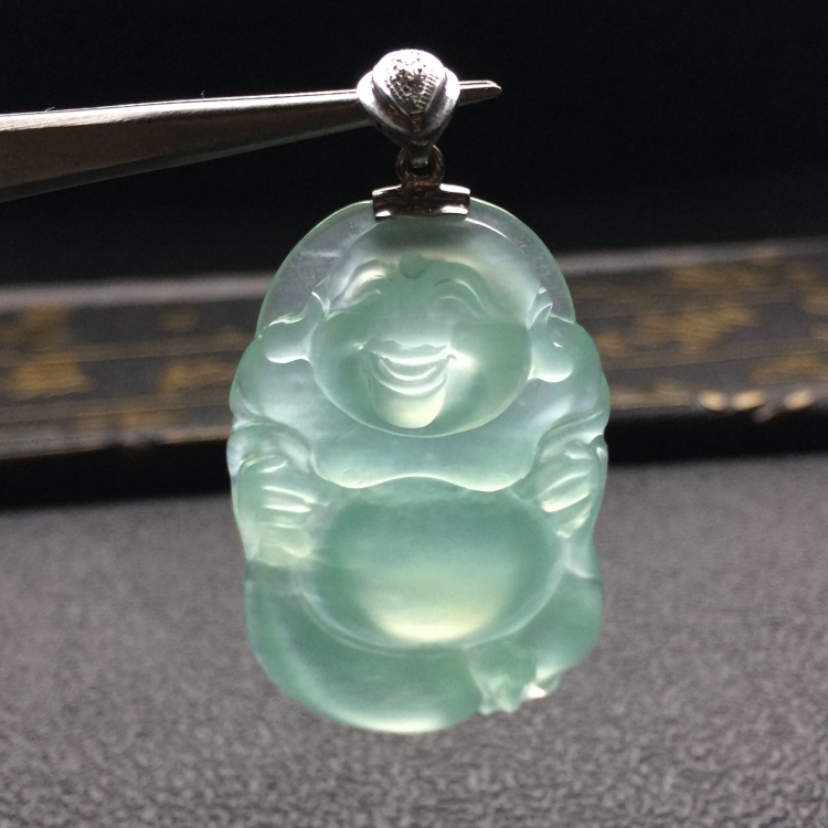 （超值推荐）冰种晴水布袋佛挂件（金扣）