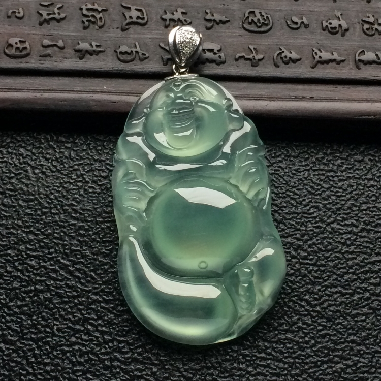 （超值推荐）冰种晴水布袋佛挂件（金扣）