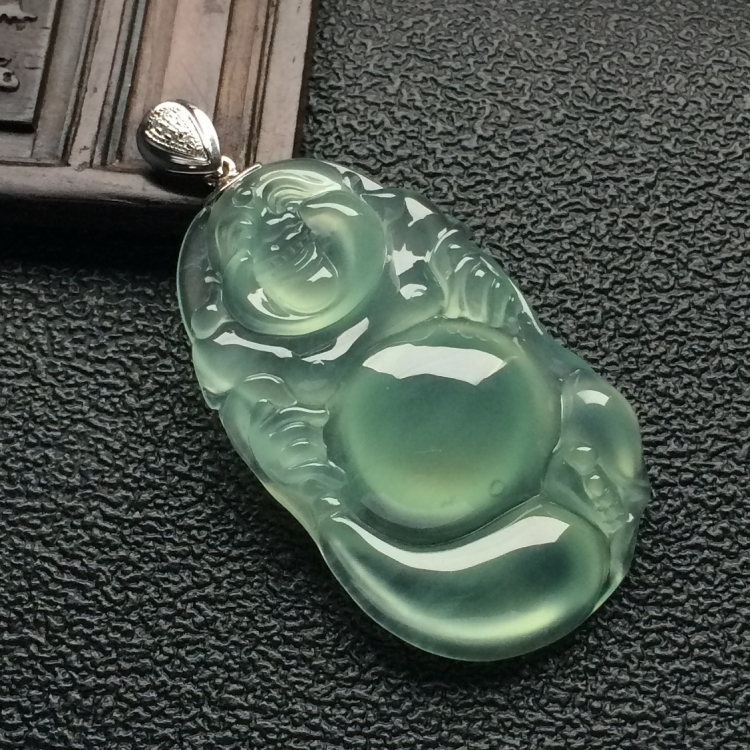 （超值推荐）冰种晴水布袋佛挂件（金扣）