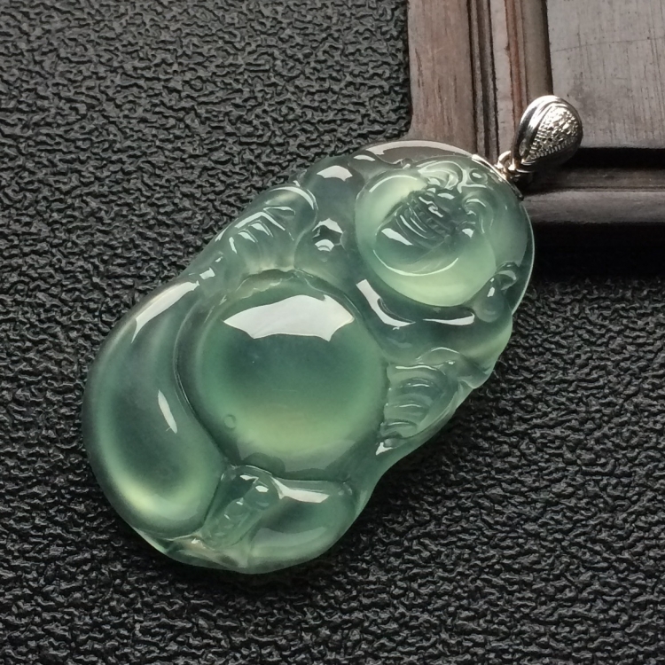 （超值推荐）冰种晴水布袋佛挂件（金扣）