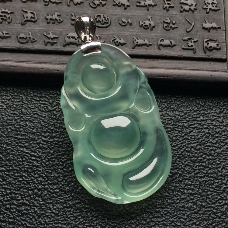 （超值推荐）冰种晴水布袋佛挂件（金扣）