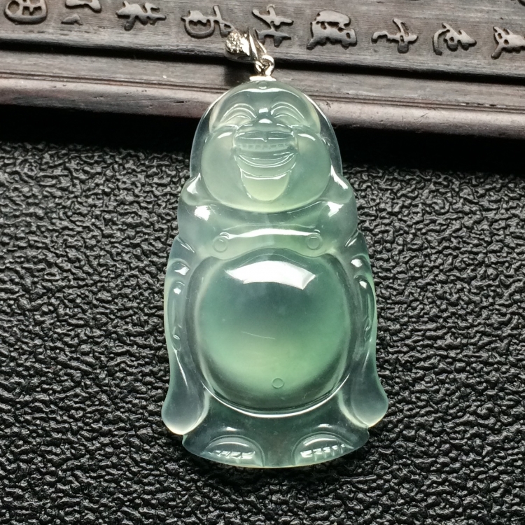 （超值推荐）冰种晴水站佛挂件（金扣）