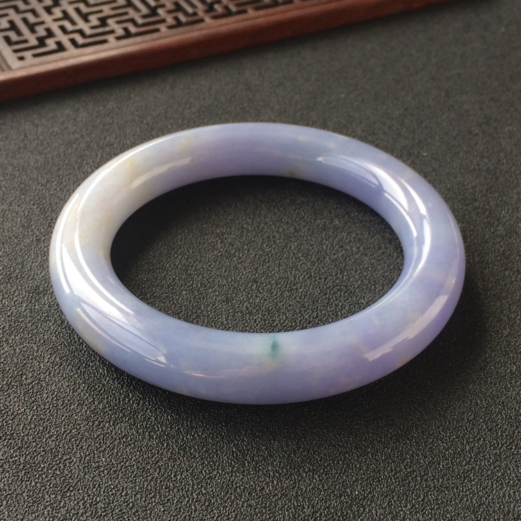 (超值推荐)糯冰种紫罗兰略飘花圆条手镯(55.7mm)