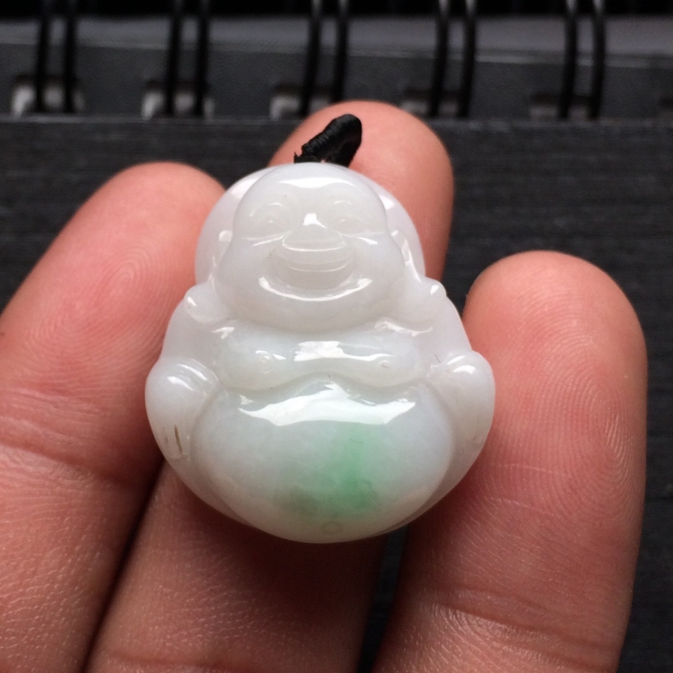 （超值推荐）糯冰种白底青玉佛挂件