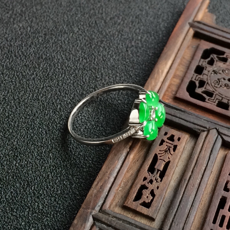 (超值推荐)冰种翠色镶白金戒指