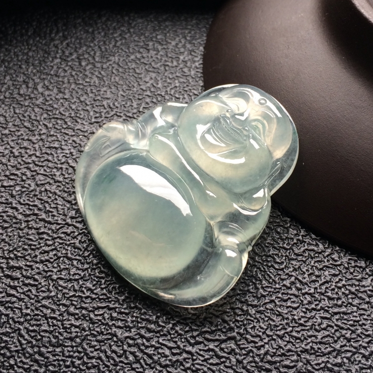 （超值推荐）冰种淡晴水略飘花玉佛挂件