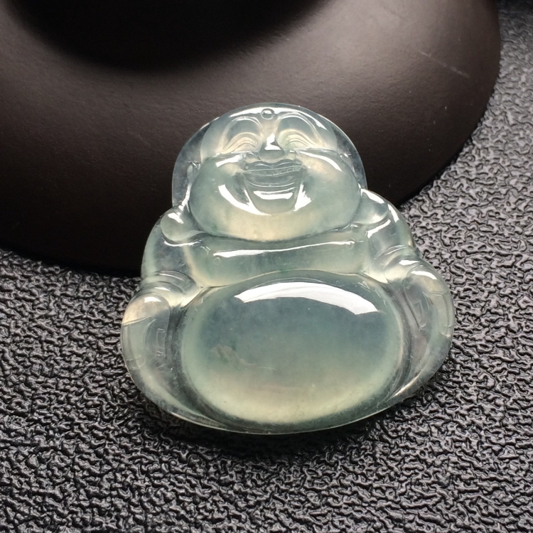 （超值推荐）冰种淡晴水略飘花玉佛挂件