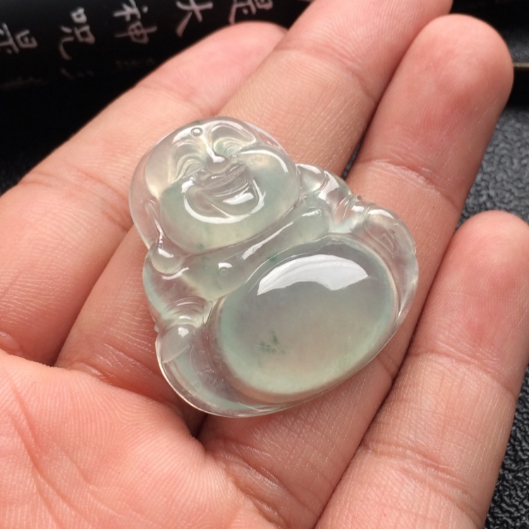（超值推荐）冰种淡晴水略飘花玉佛挂件