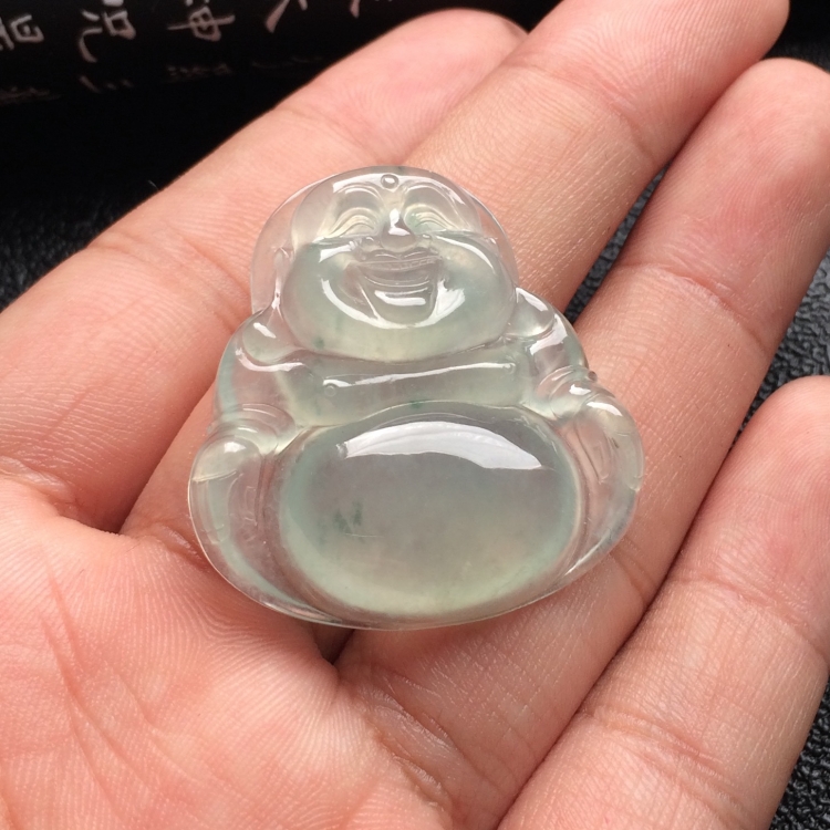（超值推荐）冰种淡晴水略飘花玉佛挂件
