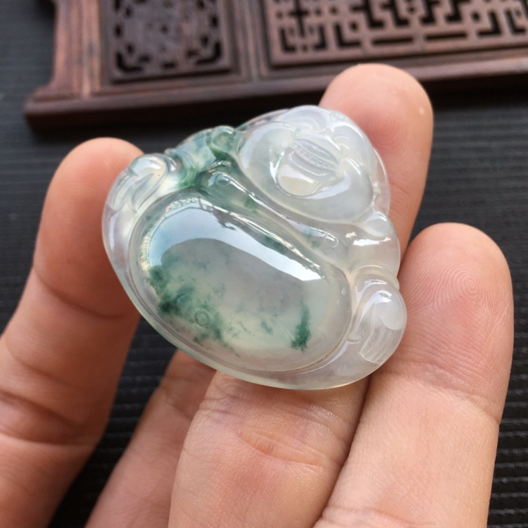 (超值推荐)冰种飘花玉佛挂件