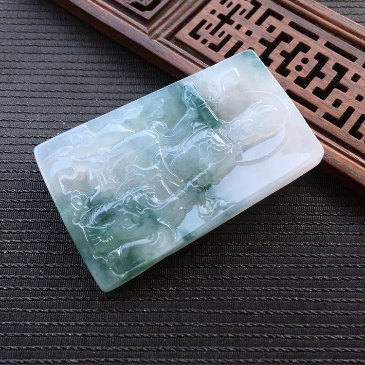(超值推荐)糯冰种飘花普贤菩萨挂件