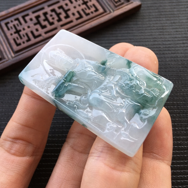 (超值推荐)糯冰种飘花普贤菩萨挂件