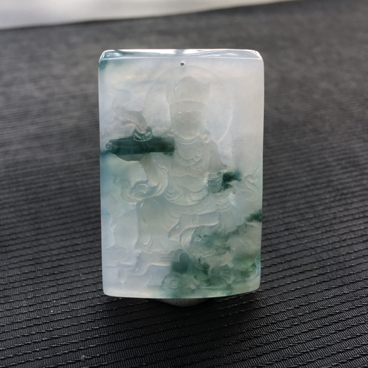 (超值推荐)糯冰种飘花普贤菩萨挂件
