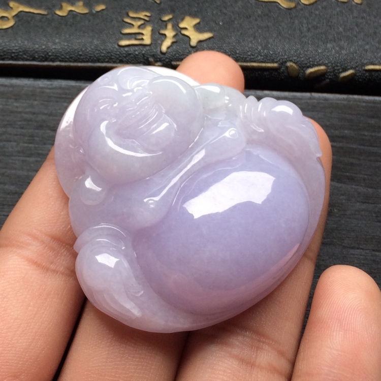 （超值推荐）糯冰种紫罗兰玉佛挂件