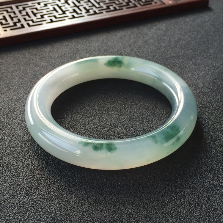 (超值推荐)冰种飘花圆条手镯(54.2mm)