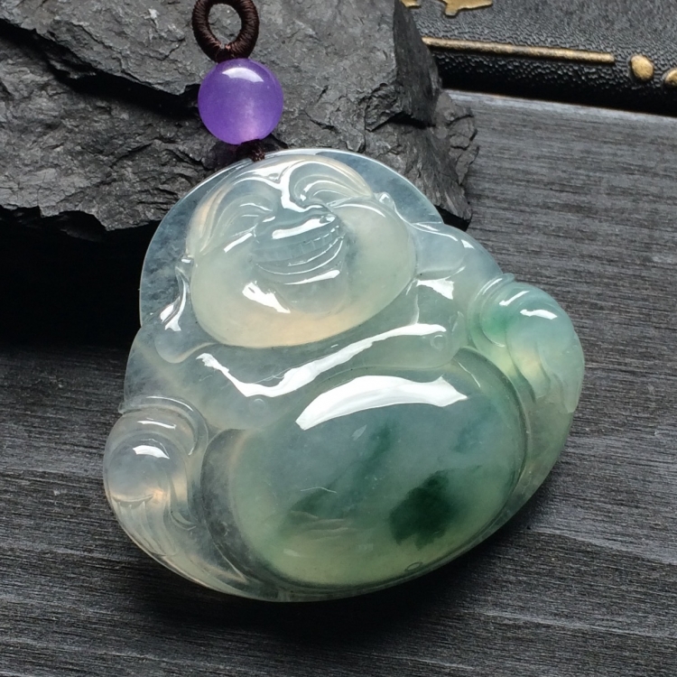 （超值推荐）冰种飘花玉佛挂件