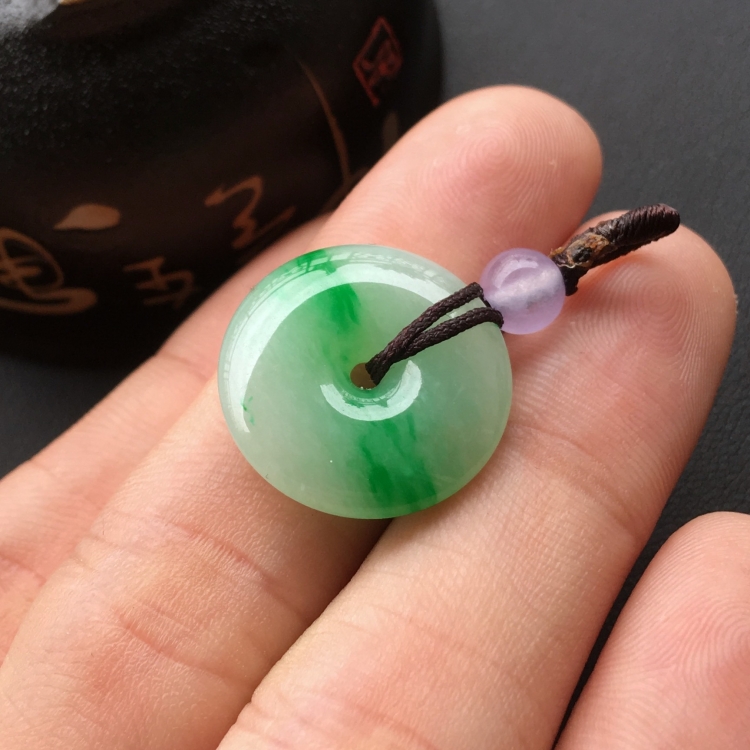 (超值推荐)糯冰种飘翠平安扣挂件