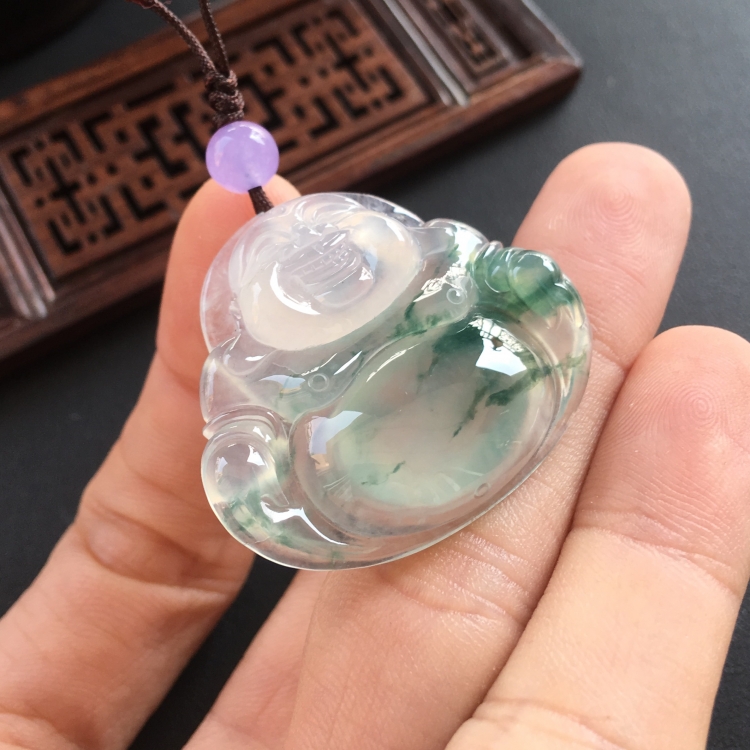 (超值推荐)冰种飘花玉佛挂件