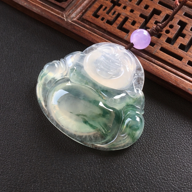 (超值推荐)冰种飘花玉佛挂件