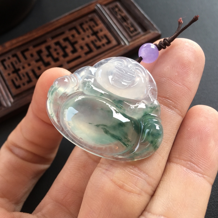 (超值推荐)冰种飘花玉佛挂件