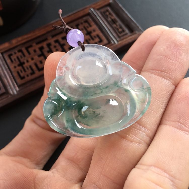 (超值推荐)冰种飘花玉佛挂件