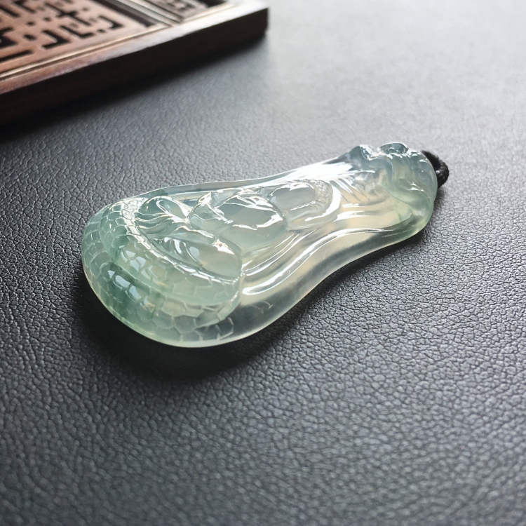 (超值推荐)冰种飘花龙树菩萨挂件