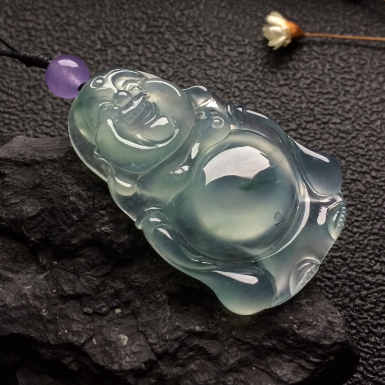 （超值推荐）冰种略飘花站佛挂件