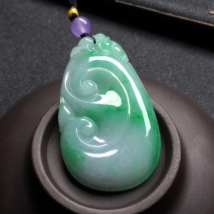 （超值推荐）糯冰种飘翠如意挂件