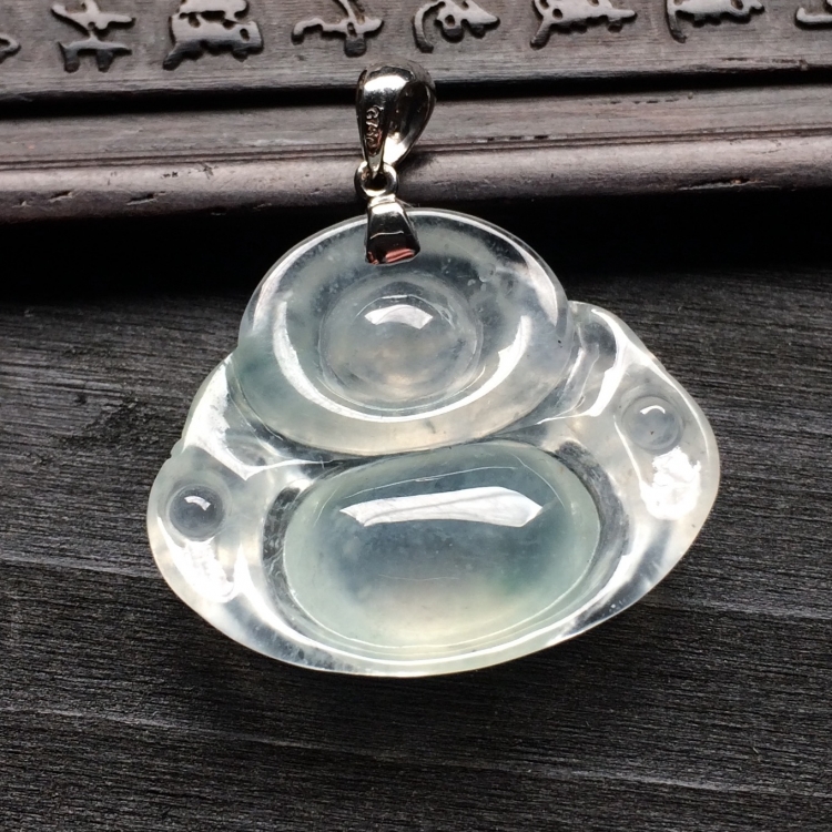 （超值推荐）冰种淡晴水玉佛挂件（金扣）